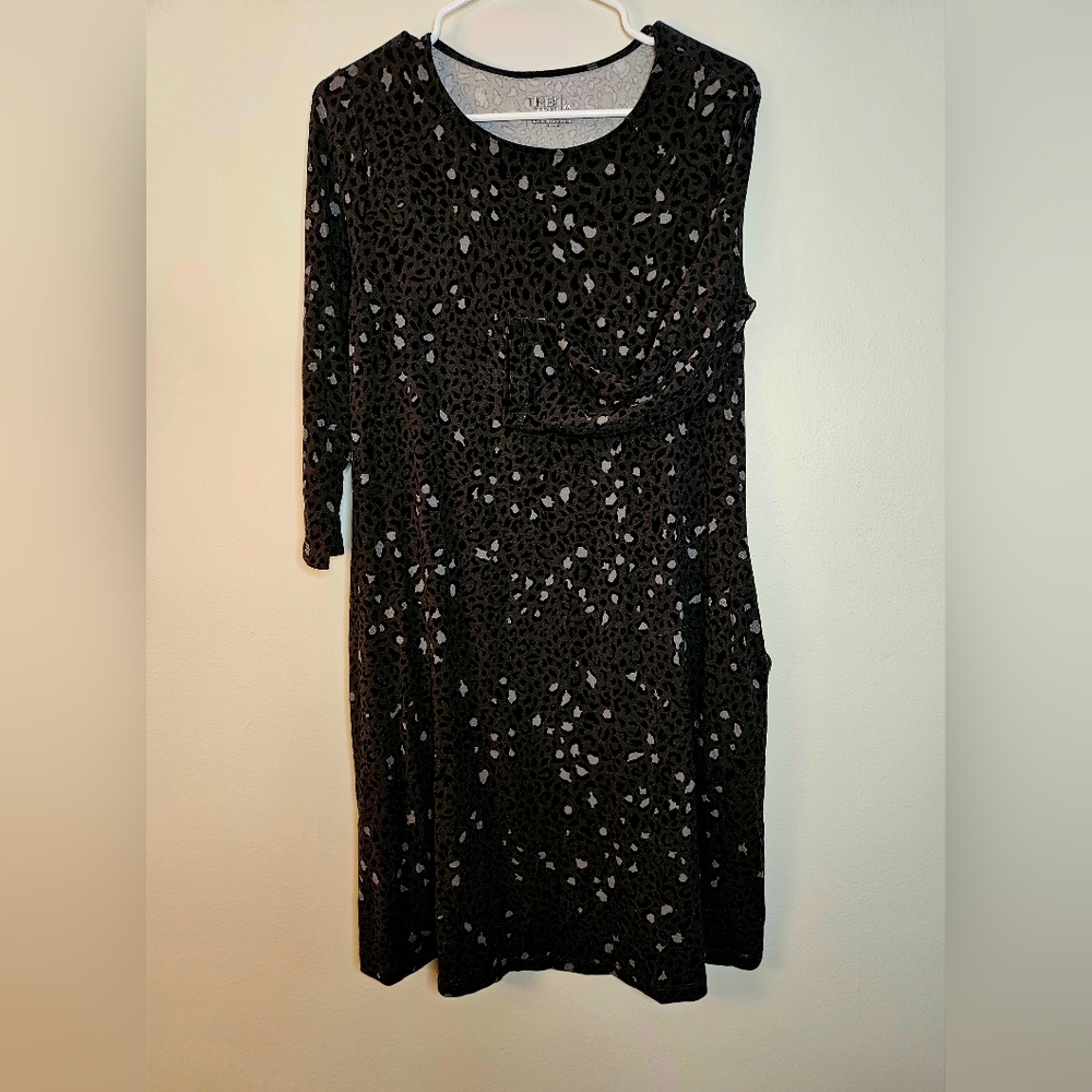 Animal print soft and stretchy long sleeve dress by Time and Tru
